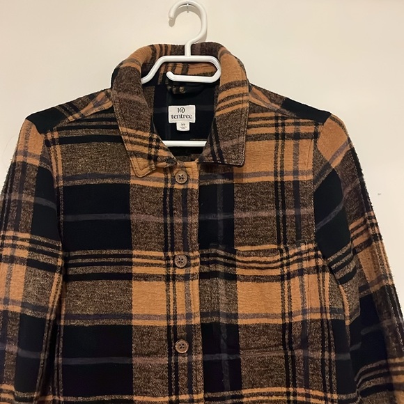 Women’s Flannel Utility Jacket Tentree XS Organic Cotton Plaid Shacket Casual - Picture 2 of 13